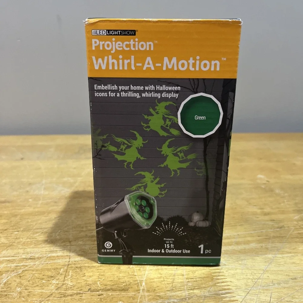Gemmy LED Light Show‎ Whirl-A-Motion, Halloween Green Witches